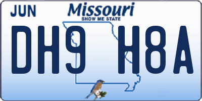 MO license plate DH9H8A