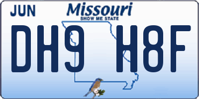 MO license plate DH9H8F
