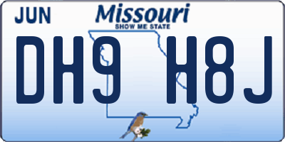 MO license plate DH9H8J