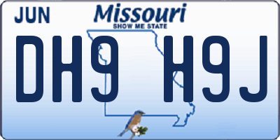 MO license plate DH9H9J