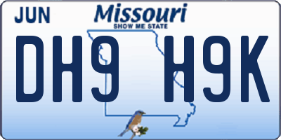 MO license plate DH9H9K