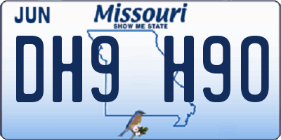 MO license plate DH9H9O