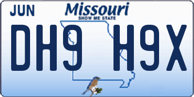 MO license plate DH9H9X