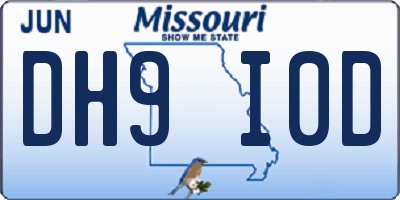 MO license plate DH9I0D