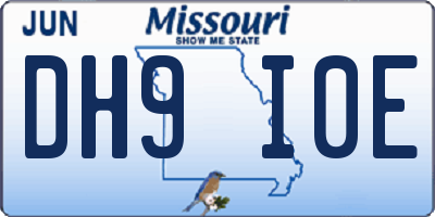 MO license plate DH9I0E