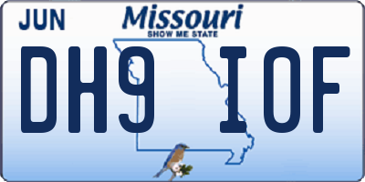 MO license plate DH9I0F