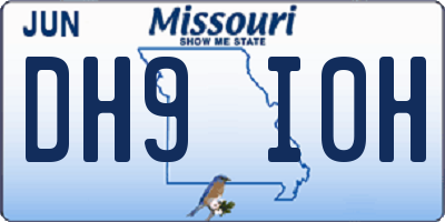 MO license plate DH9I0H