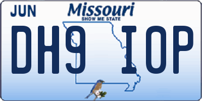 MO license plate DH9I0P