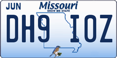 MO license plate DH9I0Z