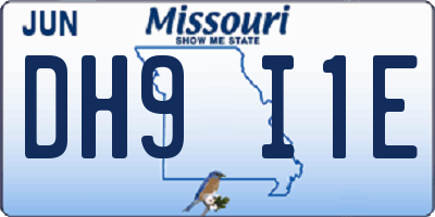 MO license plate DH9I1E