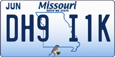 MO license plate DH9I1K