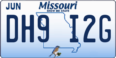 MO license plate DH9I2G