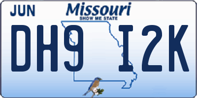 MO license plate DH9I2K