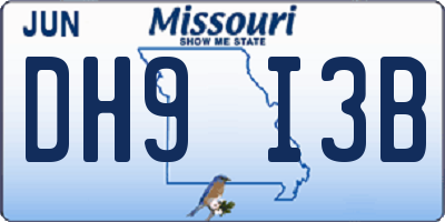 MO license plate DH9I3B