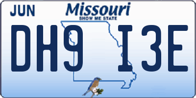 MO license plate DH9I3E