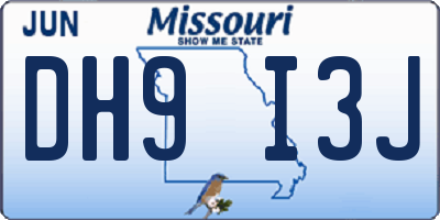 MO license plate DH9I3J