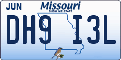 MO license plate DH9I3L