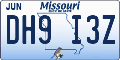 MO license plate DH9I3Z