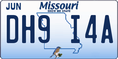 MO license plate DH9I4A