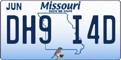 MO license plate DH9I4D