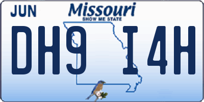 MO license plate DH9I4H
