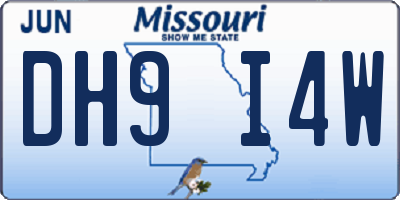 MO license plate DH9I4W