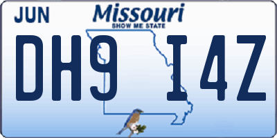 MO license plate DH9I4Z