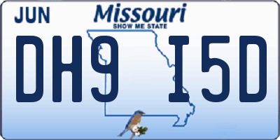 MO license plate DH9I5D