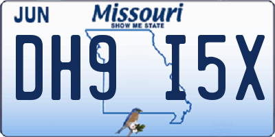 MO license plate DH9I5X