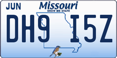 MO license plate DH9I5Z