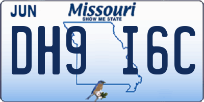 MO license plate DH9I6C