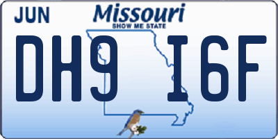MO license plate DH9I6F