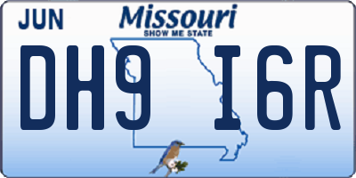 MO license plate DH9I6R