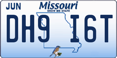 MO license plate DH9I6T