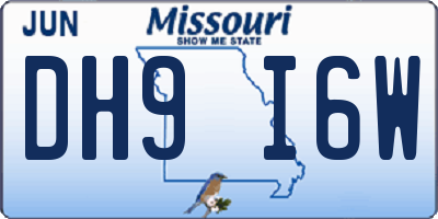 MO license plate DH9I6W