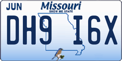 MO license plate DH9I6X