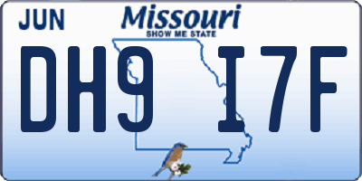 MO license plate DH9I7F