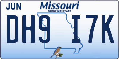 MO license plate DH9I7K