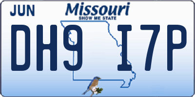 MO license plate DH9I7P