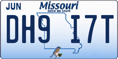 MO license plate DH9I7T