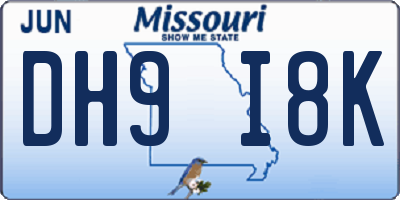MO license plate DH9I8K