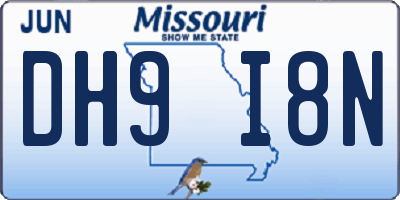 MO license plate DH9I8N