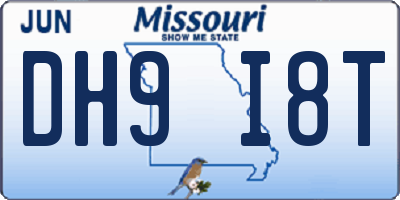 MO license plate DH9I8T