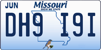 MO license plate DH9I9I