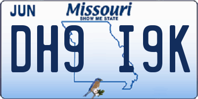 MO license plate DH9I9K