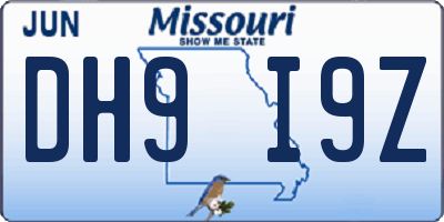 MO license plate DH9I9Z