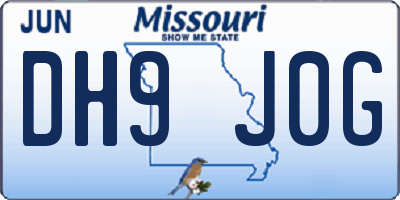 MO license plate DH9J0G