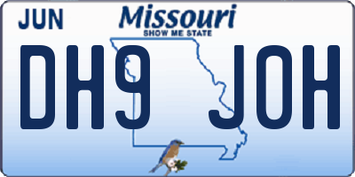 MO license plate DH9J0H