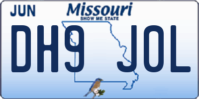 MO license plate DH9J0L