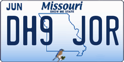 MO license plate DH9J0R